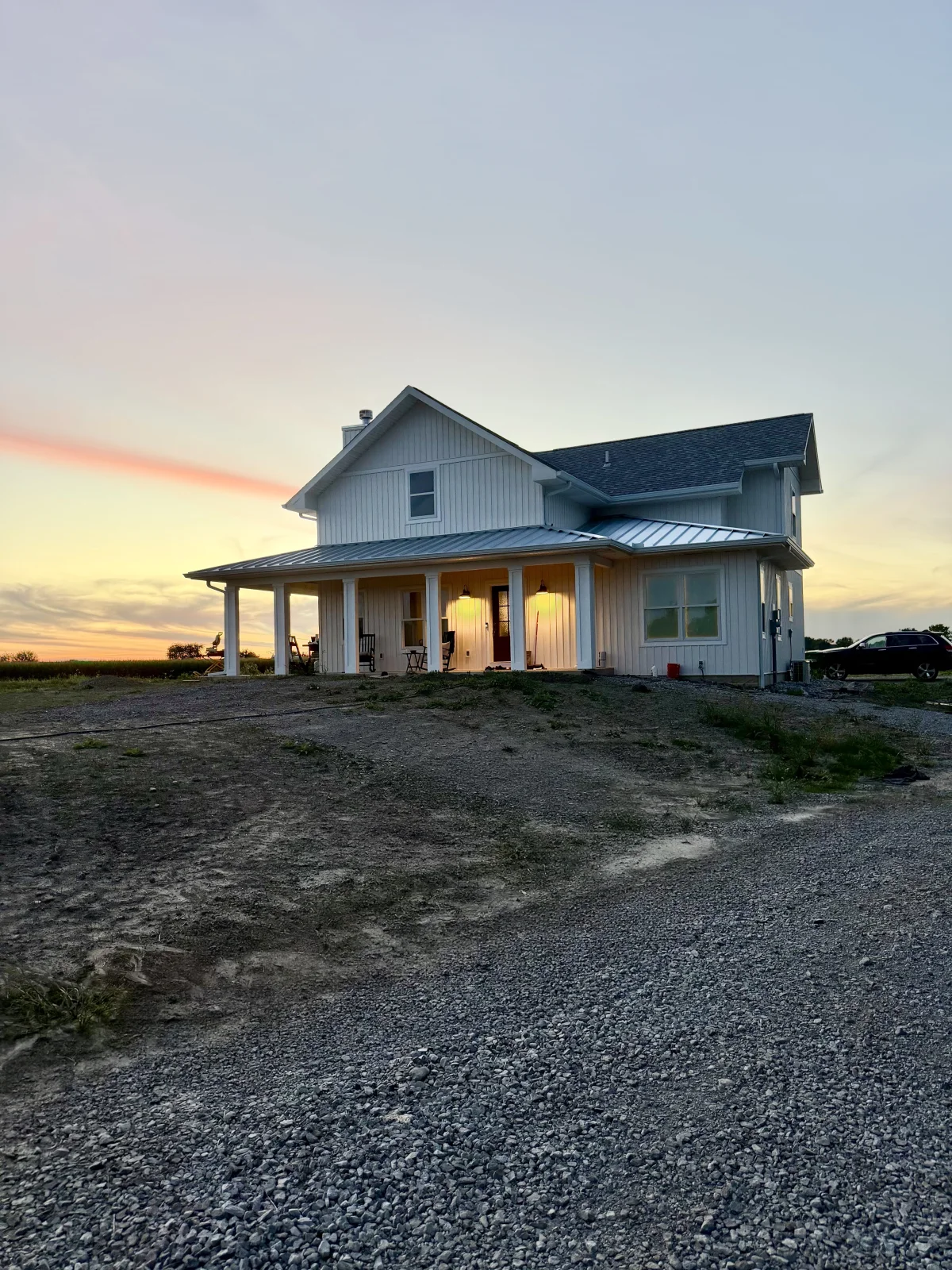 New Haven custom home at dusk